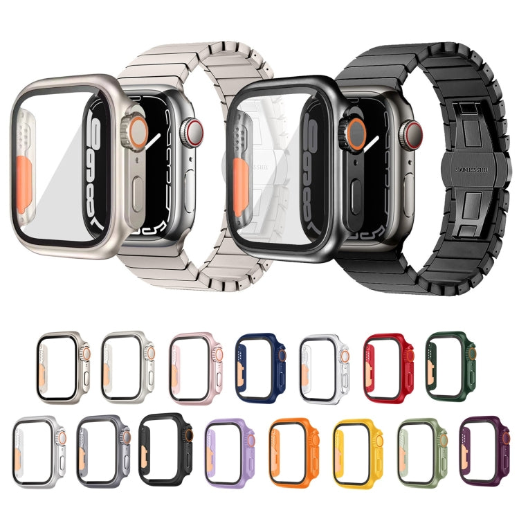 For Apple Watch Series 6 / 5 / 4 / SE 40mm Tempered Film Hybrid PC Integrated Watch Case(Midnight Blue Orange) - Watch Cases by buy2fix | Online Shopping UK | buy2fix