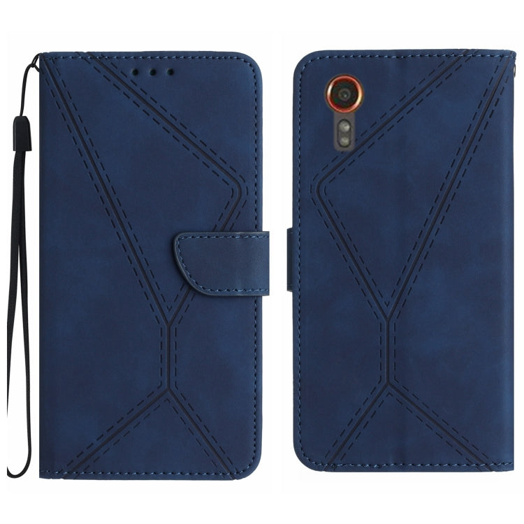 For Samsung Galaxy Xcover 7 5G Stitching Embossed Leather Phone Case(Blue) - Galaxy Phone Cases by buy2fix | Online Shopping UK | buy2fix