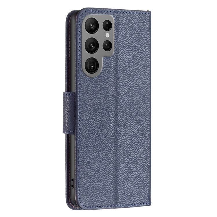 For Samsung Galaxy S24 Ultra 5G Litchi Texture Pure Color Flip Leather Phone Case(Blue) - Galaxy S24 Ultra 5G Cases by buy2fix | Online Shopping UK | buy2fix