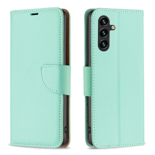 For Samsung Galaxy A55 Litchi Texture Pure Color Flip Leather Phone Case(Green) - Galaxy Phone Cases by buy2fix | Online Shopping UK | buy2fix