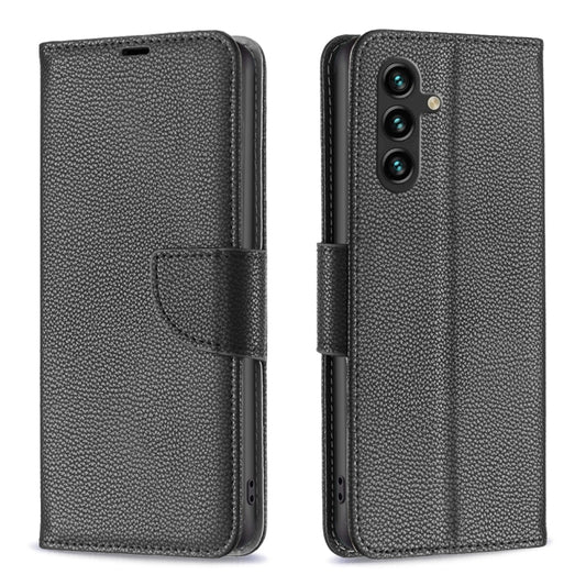 For Samsung Galaxy A55 Litchi Texture Pure Color Flip Leather Phone Case(Black) - Galaxy Phone Cases by buy2fix | Online Shopping UK | buy2fix