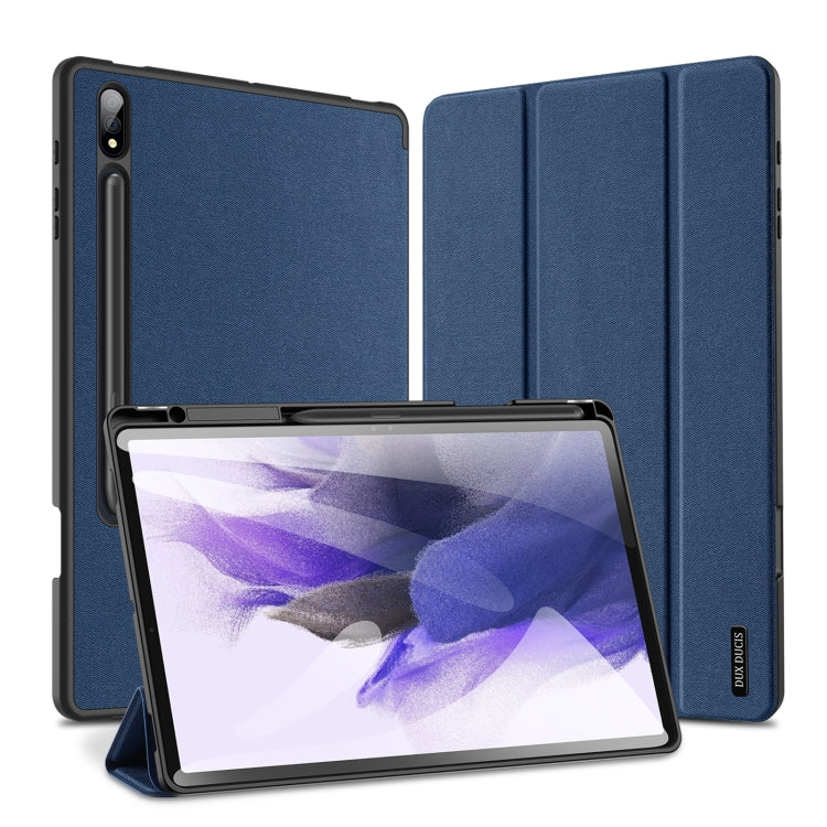 For Samsung Galaxy Tab S9+ DUX DUCIS Domo Series Cloth Texture Magnetic Leather Tablet Case(Blue) - Galaxy Tab S9+ Cases by DUX DUCIS | Online Shopping UK | buy2fix