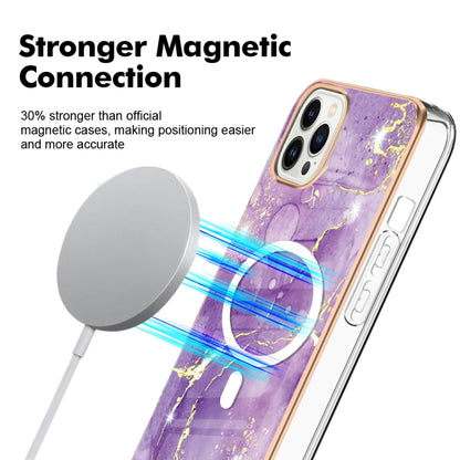 For iPhone 15 Pro Max Marble Pattern Dual-side IMD Magsafe TPU Phone Case(Purple 002) - iPhone 15 Pro Max Cases by buy2fix | Online Shopping UK | buy2fix