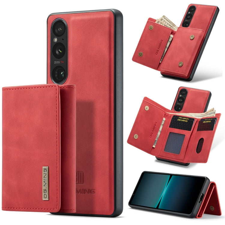 For Sony Xperia 1 V DG.MING M1 Series 3-Fold Multi Card Wallet + Magnetic Phone Case(Red) - Sony Cases by DG.MING | Online Shopping UK | buy2fix