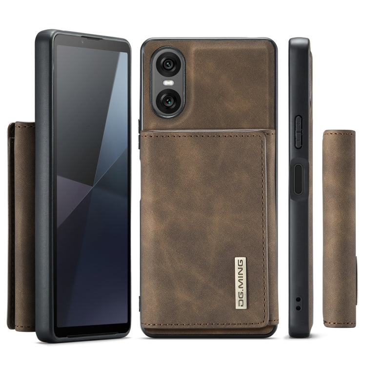 For Sony Xperia 10 VI DG.MING M1 Series 3-Fold Multi Card Wallet + Magnetic Phone Case(Coffee) - Sony Cases by DG.MING | Online Shopping UK | buy2fix