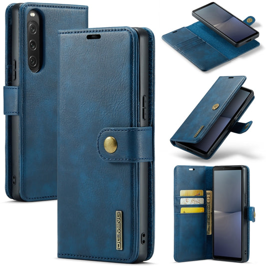 For Sony Xperia 10 V DG.MING Crazy Horse Texture Detachable Magnetic Leather Phone Case(Blue) - Sony Cases by DG.MING | Online Shopping UK | buy2fix