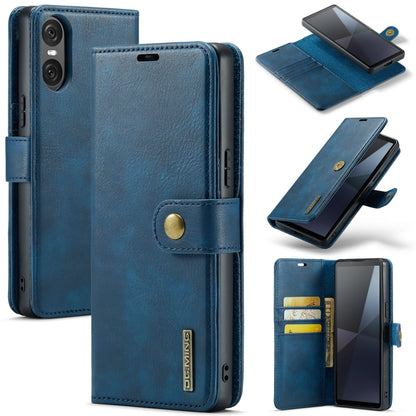 For Sony Xperia 10 VI DG.MING Crazy Horse Texture Detachable Magnetic Leather Phone Case(Blue) - Sony Cases by DG.MING | Online Shopping UK | buy2fix