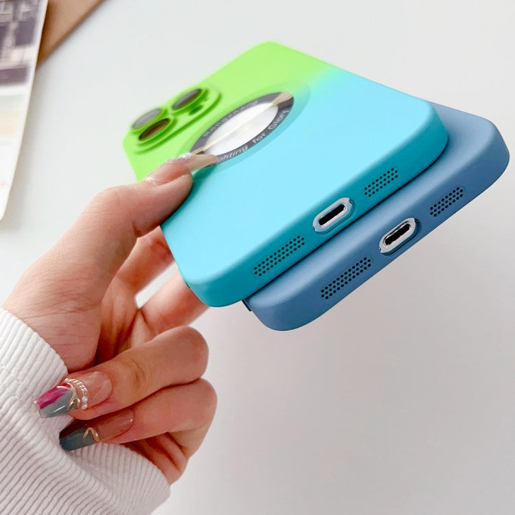 For iPhone 13 Pro Two-color Gradient MagSafe TPU Phone Case(Green+Blue) - iPhone 13 Pro Cases by buy2fix | Online Shopping UK | buy2fix