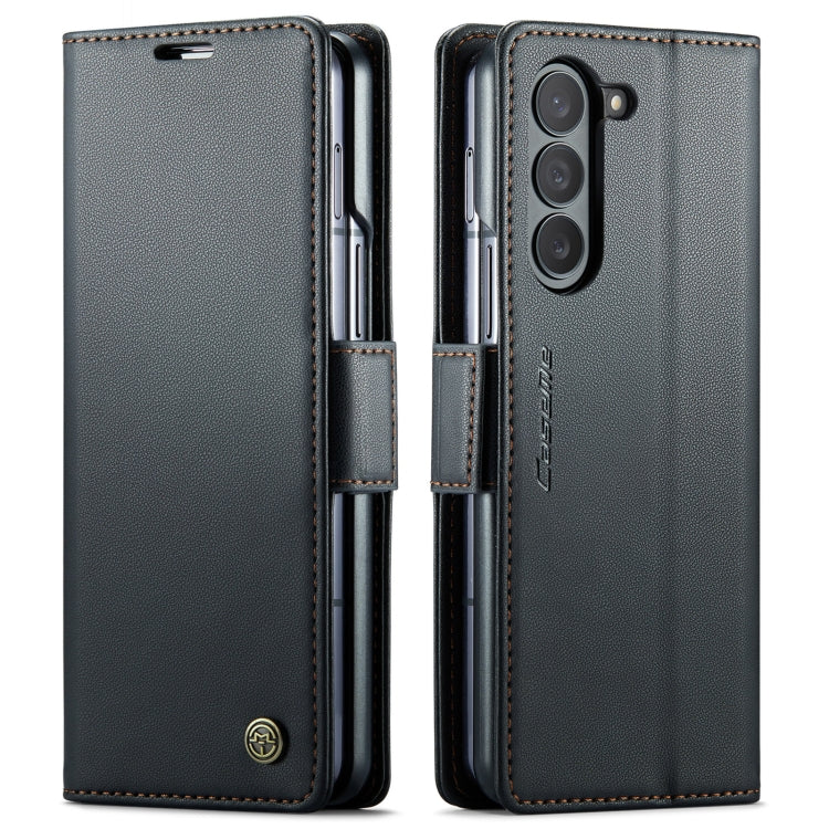 For Samsung Galaxy Z Fold5 CaseMe 023 Butterfly Buckle Litchi Texture RFID Anti-theft Leather Phone Case(Black) - Galaxy Z Fold5 Cases by CaseMe | Online Shopping UK | buy2fix