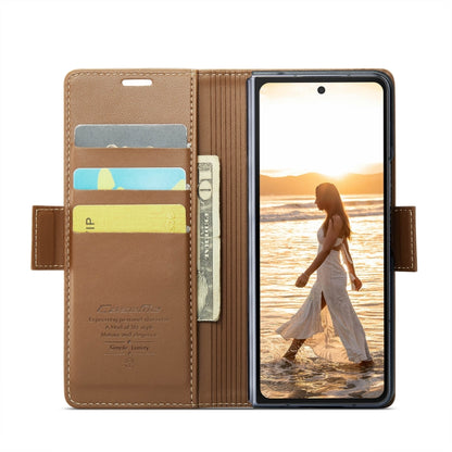 For Samsung Galaxy Z Fold6 5G CaseMe 023 Butterfly Buckle Litchi Texture RFID Anti-theft Leather Phone Case(Brown) - Galaxy Z Fold6 5G Cases by CaseMe | Online Shopping UK | buy2fix