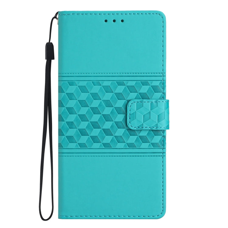 For iPhone 16 Diamond Embossed Skin Feel Leather Phone Case(Blue) - iPhone 16 Cases by buy2fix | Online Shopping UK | buy2fix