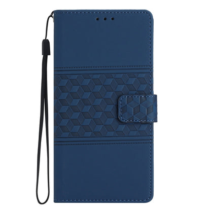 For iPhone 16 Plus Diamond Embossed Skin Feel Leather Phone Case(Dark Blue) - iPhone 16 Plus Cases by buy2fix | Online Shopping UK | buy2fix