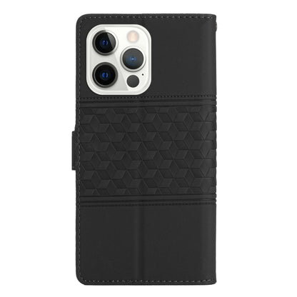 For iPhone 16 Pro Max Diamond Embossed Skin Feel Leather Phone Case(Black) - iPhone 16 Pro Max Cases by buy2fix | Online Shopping UK | buy2fix