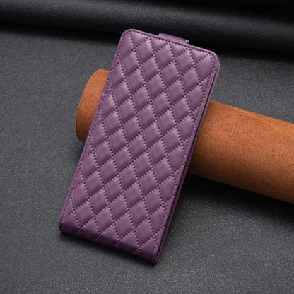 For vivo Y35 4G / Y22s Diamond Lattice Vertical Flip Leather Phone Case(Dark Purple) - vivo Cases by buy2fix | Online Shopping UK | buy2fix