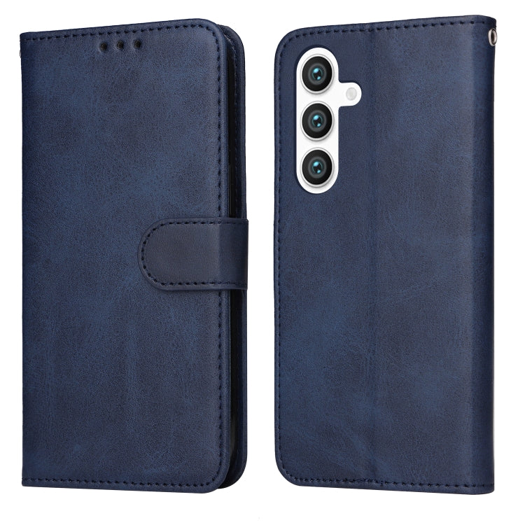 For Samsung Galaxy S24 Classic Calf Texture Flip Leather Phone Case(Blue) - Galaxy S24 5G Cases by buy2fix | Online Shopping UK | buy2fix