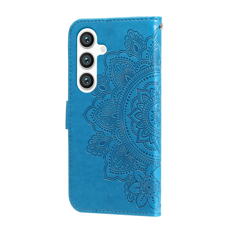 For Samsung Galaxy S24 7-petal Flowers Embossing Leather Phone Case(Blue) - Galaxy S24 5G Cases by buy2fix | Online Shopping UK | buy2fix