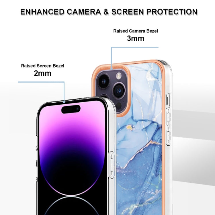 For iPhone 16 Pro Max Electroplating Marble Dual-side IMD Phone Case(Blue 018) - iPhone 16 Pro Max Cases by buy2fix | Online Shopping UK | buy2fix