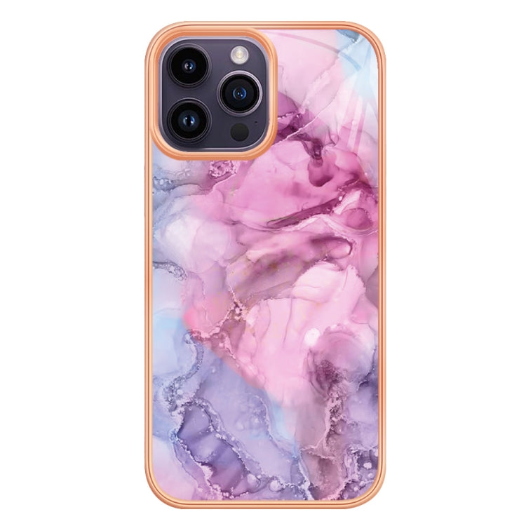 For iPhone 16 Pro Max Electroplating Marble Dual-side IMD Phone Case(Pink 013) - iPhone 16 Pro Max Cases by buy2fix | Online Shopping UK | buy2fix