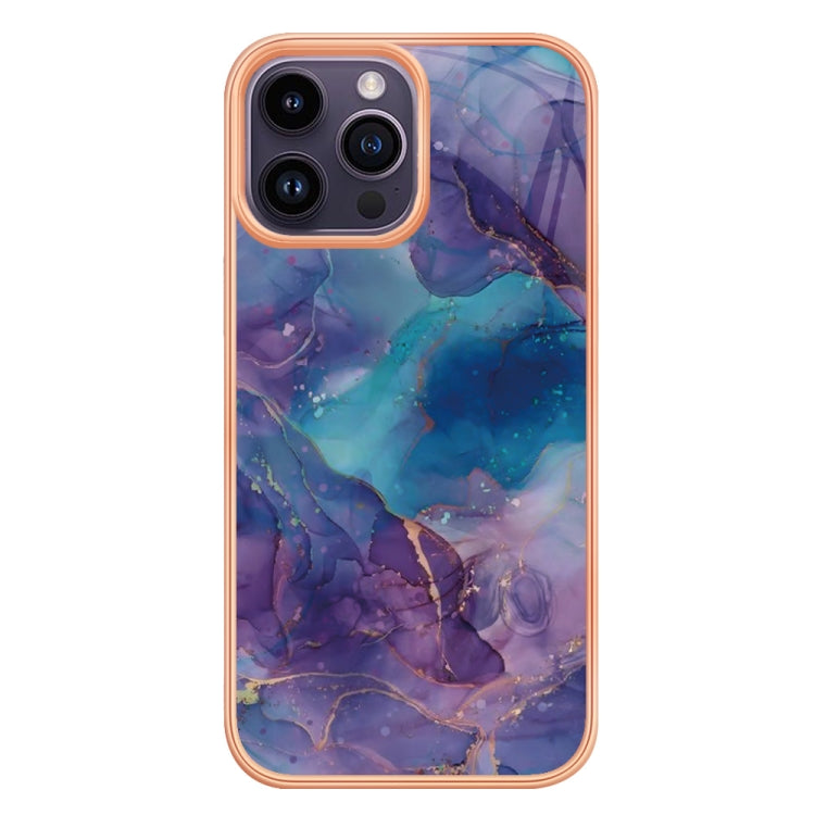 For iPhone 16 Pro Electroplating Marble Dual-side IMD Phone Case(Purple 016) - iPhone 16 Pro Cases by buy2fix | Online Shopping UK | buy2fix