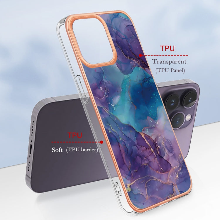 For iPhone 16 Pro Electroplating Marble Dual-side IMD Phone Case(Purple 016) - iPhone 16 Pro Cases by buy2fix | Online Shopping UK | buy2fix