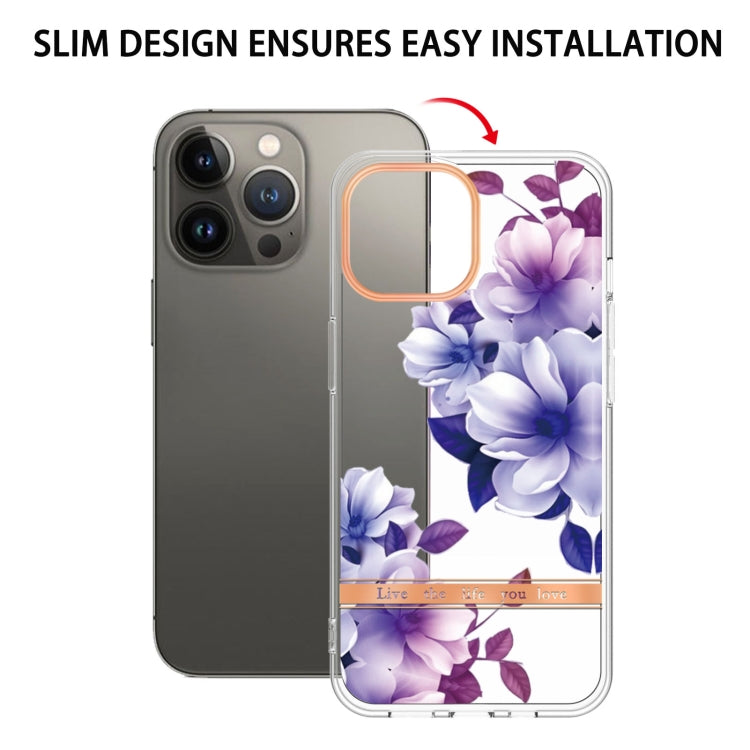 For iPhone 16 Pro Flowers and Plants Series IMD TPU Phone Case(Purple Begonia) - iPhone 16 Pro Cases by buy2fix | Online Shopping UK | buy2fix