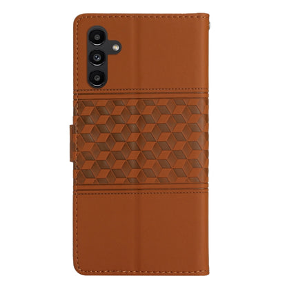 For Samsung Galaxy A35 5G Diamond Embossed Skin Feel Leather Phone Case(Brown) - Galaxy Phone Cases by buy2fix | Online Shopping UK | buy2fix