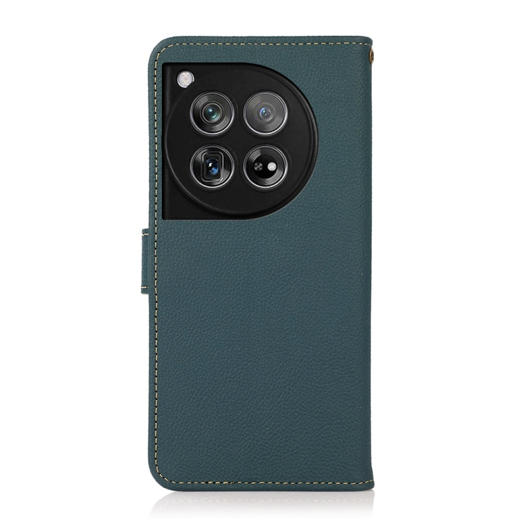 For OnePlus 12 KHAZNEH Custer Genuine Leather RFID Phone Case(Green) - OnePlus Cases by buy2fix | Online Shopping UK | buy2fix