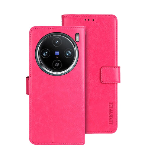 For vivo X100 Pro idewei Crazy Horse Texture Leather Phone Case(Rose Red) - X100 Pro Cases by idewei | Online Shopping UK | buy2fix