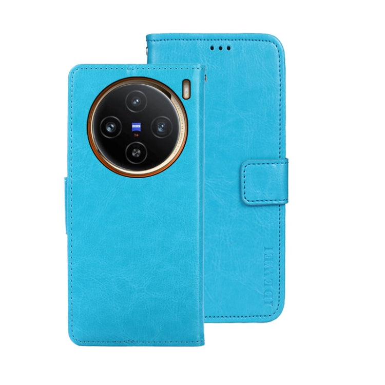 For vivo X100 idewei Crazy Horse Texture Leather Phone Case(Sky Blue) - X100 Cases by idewei | Online Shopping UK | buy2fix