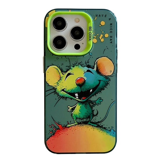 For iPhone 16 Pro Max Animal Pattern Oil Painting Series PC + TPU Phone Case(Happy Mouse) - iPhone 16 Pro Max Cases by buy2fix | Online Shopping UK | buy2fix