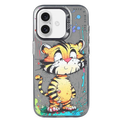 For iPhone 16 Animal Pattern Oil Painting Series PC + TPU Phone Case(Colorful Tiger) - iPhone 16 Cases by buy2fix | Online Shopping UK | buy2fix