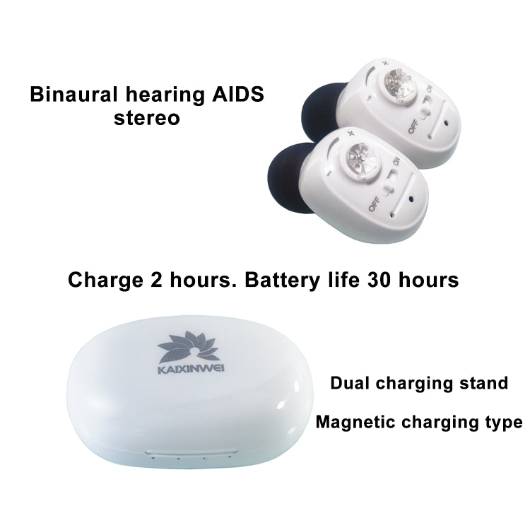 KAIXINWEI VHP-1607B DC3.7V In-ear Hearing Aid Sound Amplifier(White) - Hearing Aids by buy2fix | Online Shopping UK | buy2fix