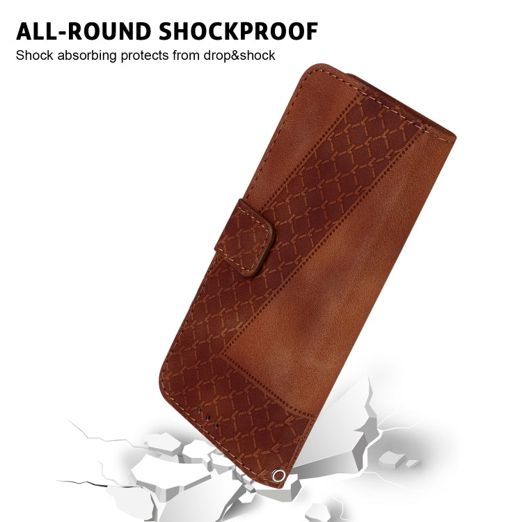 For iPhone 16 Pro Max Seven-shaped Embossed Leather Phone Case(Brown) - iPhone 16 Pro Max Cases by buy2fix | Online Shopping UK | buy2fix