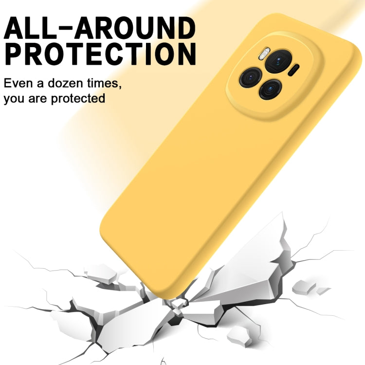 For Honor Magic6 Pure Color Liquid Silicone Shockproof Phone Case(Yellow) - Honor Cases by buy2fix | Online Shopping UK | buy2fix