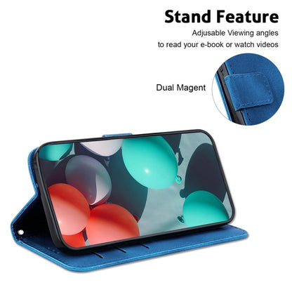 For OnePlus 13 Seven-shaped Embossed Leather Phone Case(Blue) - OnePlus Cases by buy2fix | Online Shopping UK | buy2fix