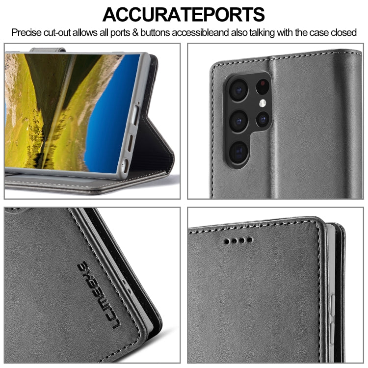 For Samsung Galaxy S24 Ultra 5G LC.IMEEKE Calf Texture Leather Phone Case(Grey) - Galaxy S24 Ultra 5G Cases by LC.IMEEKE | Online Shopping UK | buy2fix