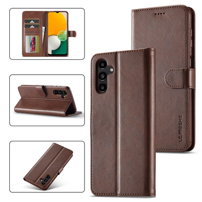 For Samsung Galaxy A15 5G LC.IMEEKE Calf Texture Leather Phone Case(Coffee) - Galaxy Phone Cases by LC.IMEEKE | Online Shopping UK | buy2fix