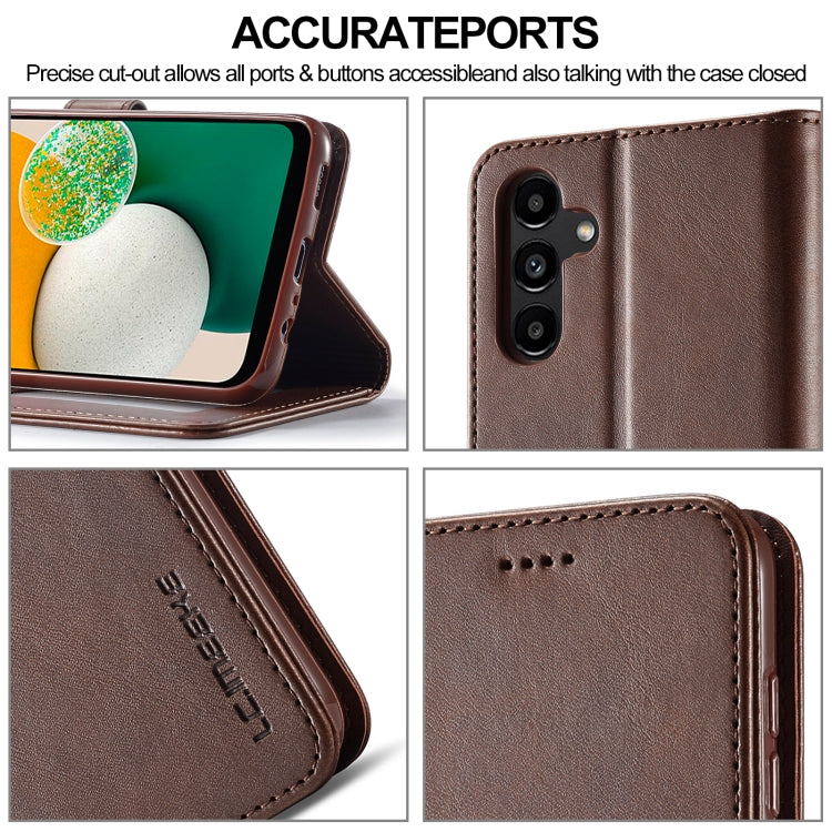 For Samsung Galaxy A25 LC.IMEEKE Calf Texture Leather Phone Case(Coffee) - Galaxy Phone Cases by LC.IMEEKE | Online Shopping UK | buy2fix