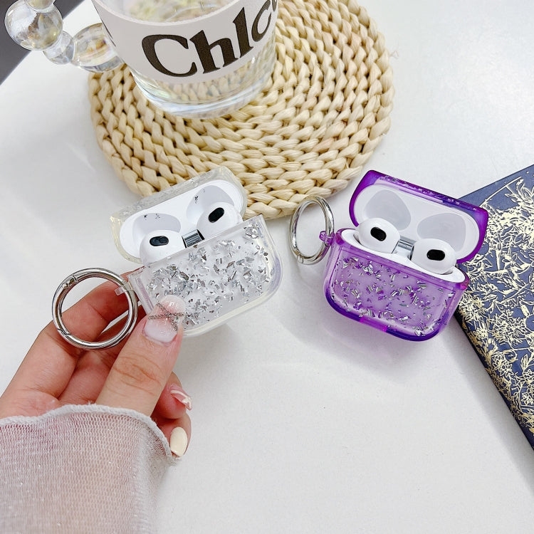 For AirPods 3 Silver Foil Epoxy Bluetooth Earphone Protective Case(Purple) - For AirPods 3 by buy2fix | Online Shopping UK | buy2fix