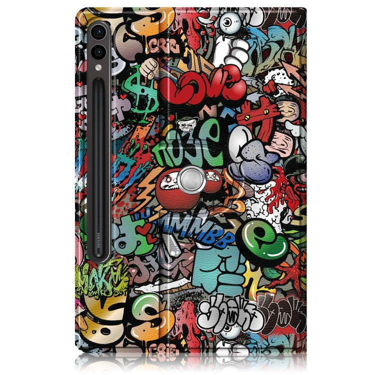 For Samsung Galaxy Tab S9+ 360 Rotation Stand Painted Smart Leather Tablet Case(Graffiti) - Galaxy Tab S9+ Cases by buy2fix | Online Shopping UK | buy2fix