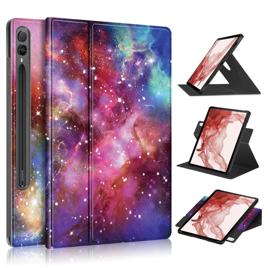 For Samsung Galaxy Tab S9+ 360 Rotation Stand Painted Smart Leather Tablet Case(Milky Way) - Galaxy Tab S9+ Cases by buy2fix | Online Shopping UK | buy2fix