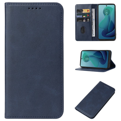 For Motorola Moto G 5G 2024 Magnetic Closure Leather Phone Case(Blue) - Motorola Cases by buy2fix | Online Shopping UK | buy2fix