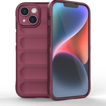 For iPhone 15 Magic Shield TPU + Flannel Phone Case(Wine Red) - iPhone 15 Cases by buy2fix | Online Shopping UK | buy2fix