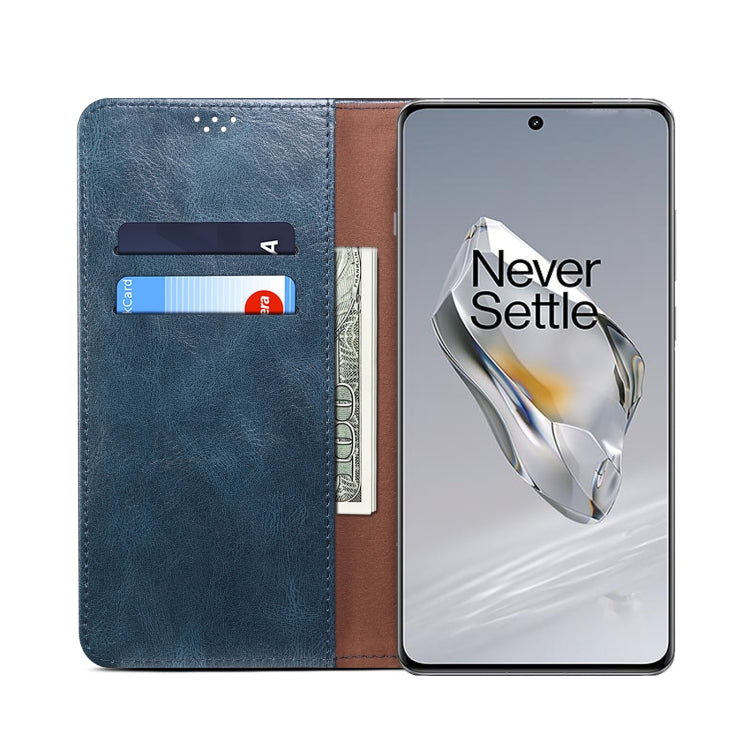 For OnePlus 12 Oil Wax Crazy Horse Texture Leather Phone Case(Blue) - OnePlus Cases by buy2fix | Online Shopping UK | buy2fix