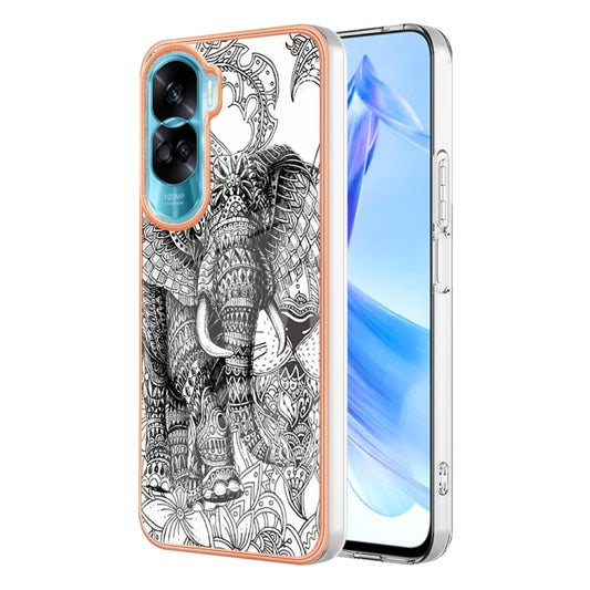 For Honor 90 Lite 5G Electroplating Marble Dual-side IMD Phone Case(Totem Elephant) - Honor Cases by buy2fix | Online Shopping UK | buy2fix