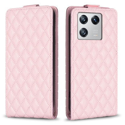 For Xiaomi 13 Diamond Lattice Vertical Flip Leather Phone Case(Pink) - 13 Cases by buy2fix | Online Shopping UK | buy2fix