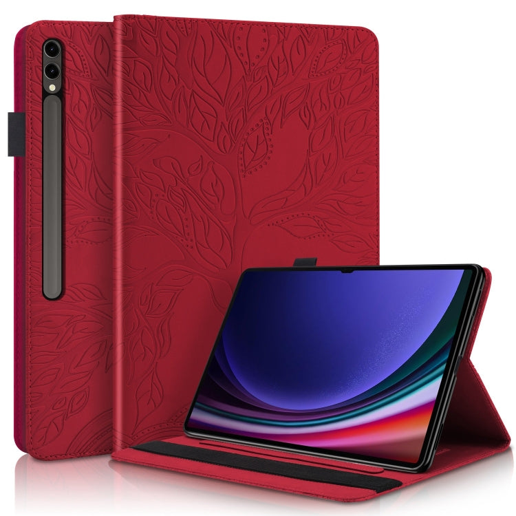 For Samsung Galaxy Tab S9 Ultra Life Tree Series Horizontal Flip Leather Tablet Case(Red) - Galaxy Tab S9 Ultra Cases by buy2fix | Online Shopping UK | buy2fix