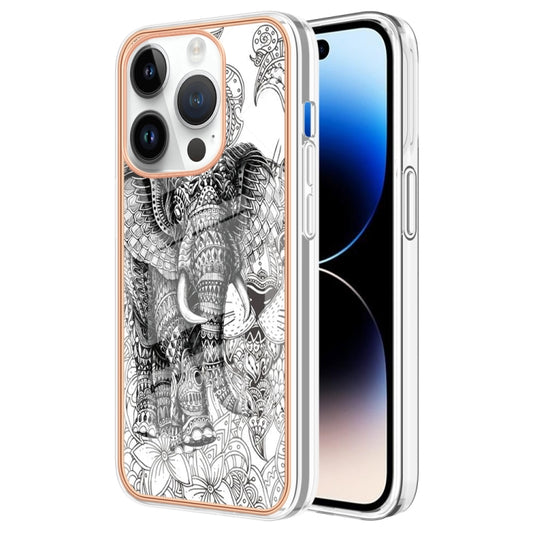 For iPhone 16 Pro Max Electroplating Marble Dual-side IMD Phone Case(Totem Elephant) - iPhone 16 Pro Max Cases by buy2fix | Online Shopping UK | buy2fix