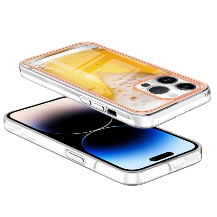 For iPhone 16 Pro Electroplating Marble Dual-side IMD Phone Case(Draft Beer) - iPhone 16 Pro Cases by buy2fix | Online Shopping UK | buy2fix