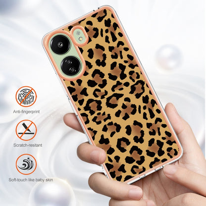 For Xiaomi Redmi 13C 4G Electroplating Marble Dual-side IMD Phone Case(Leopard Print) - 13C Cases by buy2fix | Online Shopping UK | buy2fix